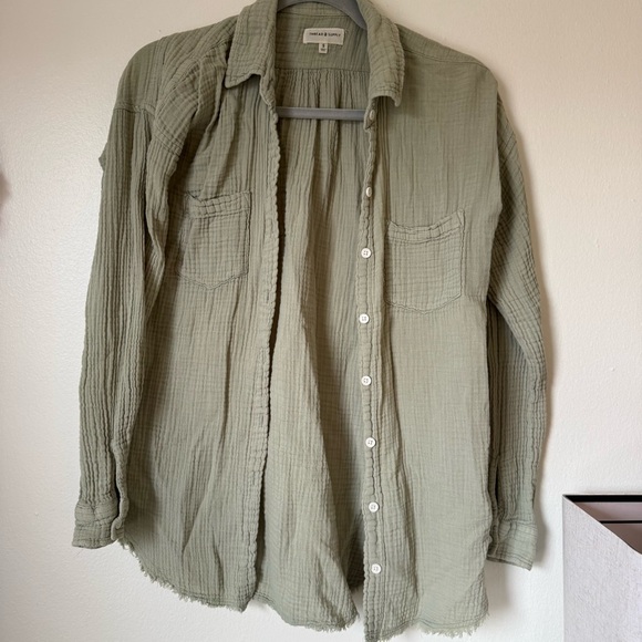 Thread & Supply Tops - Thread & Supply Sage Green Gauze Button-Up Shirt